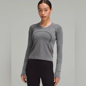 Gray Metallic Sparkly Long Sleeve Lulu Lemon Women's Top